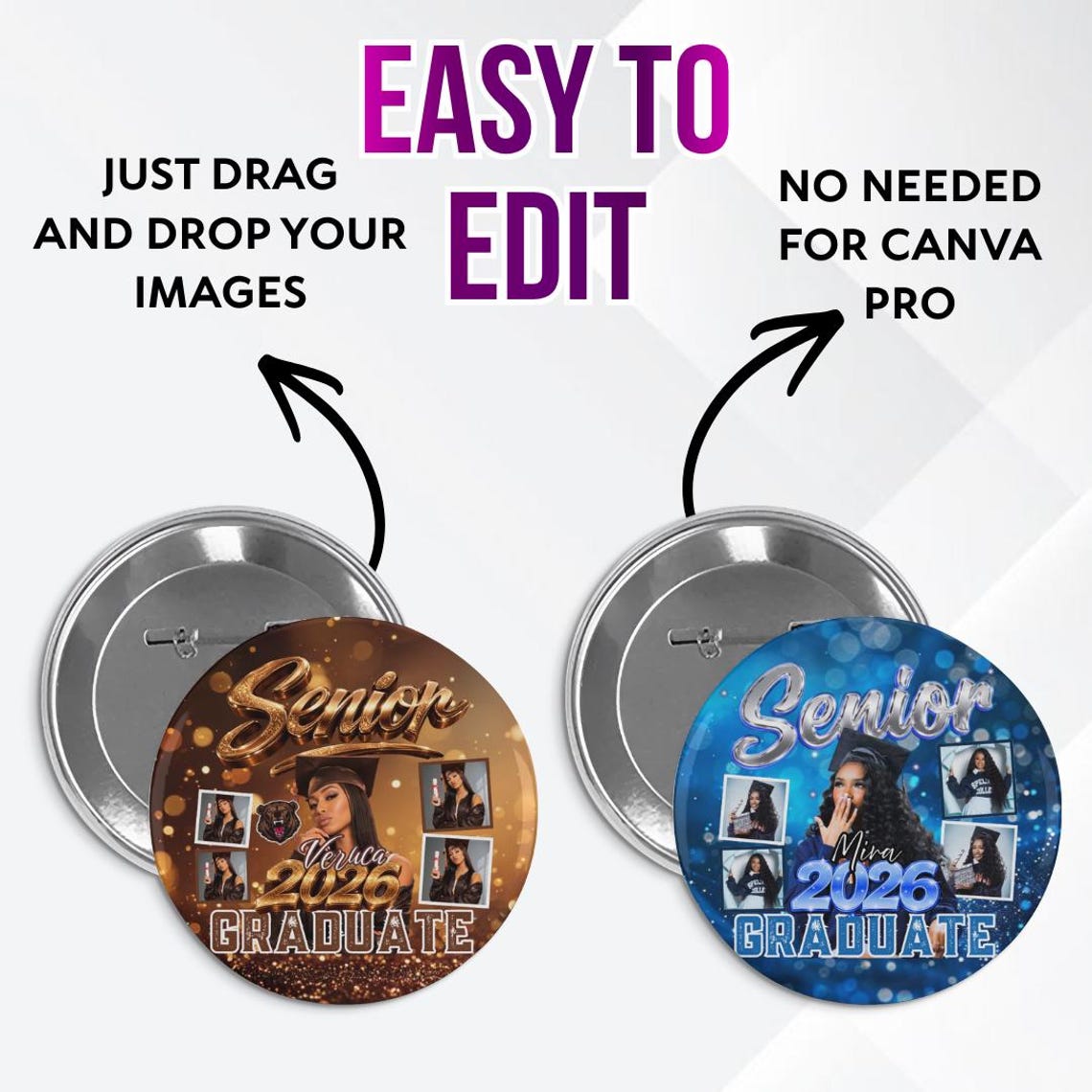 Grad Button Template 10 Graduation Pin Button Template, High School Graduation Template ...