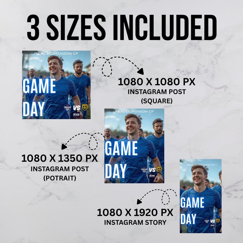 30 Soccer Social Media Templates, Game Day, Player Stats, Match Schedules & More, Boys Soccer Templates, 3 Sizes Included, Editable in Canva