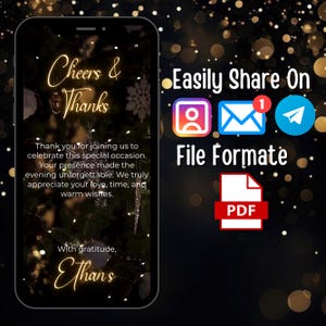 Animated Birthday Dinner Invitation, Men's Party Video Invite, Premade Gold Party Celebration, 30th 40th 50th Men's Birthday, Canva Editable