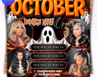 Editable October Booking Flyer, Halloween Booking Flyer, Beauty Salon Appointment Flyer, Hair Lash Nail Booking Template, Instant Download