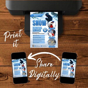 Snow Removal Services Flyer, Snow Shoveling Service Ad, Ice Removal Plowing Poster, Canva Business Flyer, Digital Download, Canva Editable