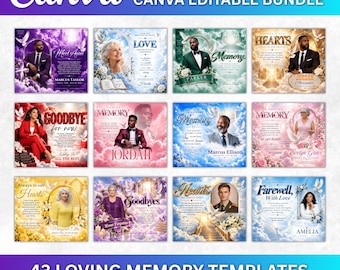 Editable Memorial Canva Templates Bundle, 40+ In Loving Memory Signs, Celebration of Life Templates, Memorial Poem Designs, Instant Download