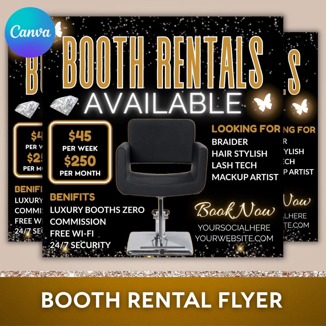 Half Off Booth Rent Booth Rental Flyer, Salon Booth Rental Flyer, Beautician Flyer, Booth ...