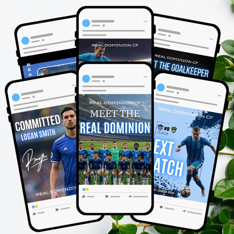 30 Soccer Social Media Templates, Game Day, Player Stats, Match Schedules & More, Boys Soccer Templates, 3 Sizes Included, Editable in Canva