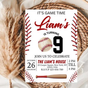 Baseball Birthday Party Invitation, Sports Birthday Invitation, Baseball Invitations, Baseball Theme, Birthday Invite, Editable in Canva