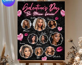 Galentine's Day Poster Board Sign, Ladies Night Valentine's Day Welcome Poster, Galentine's Girls Night Party Decor, Canva Editable