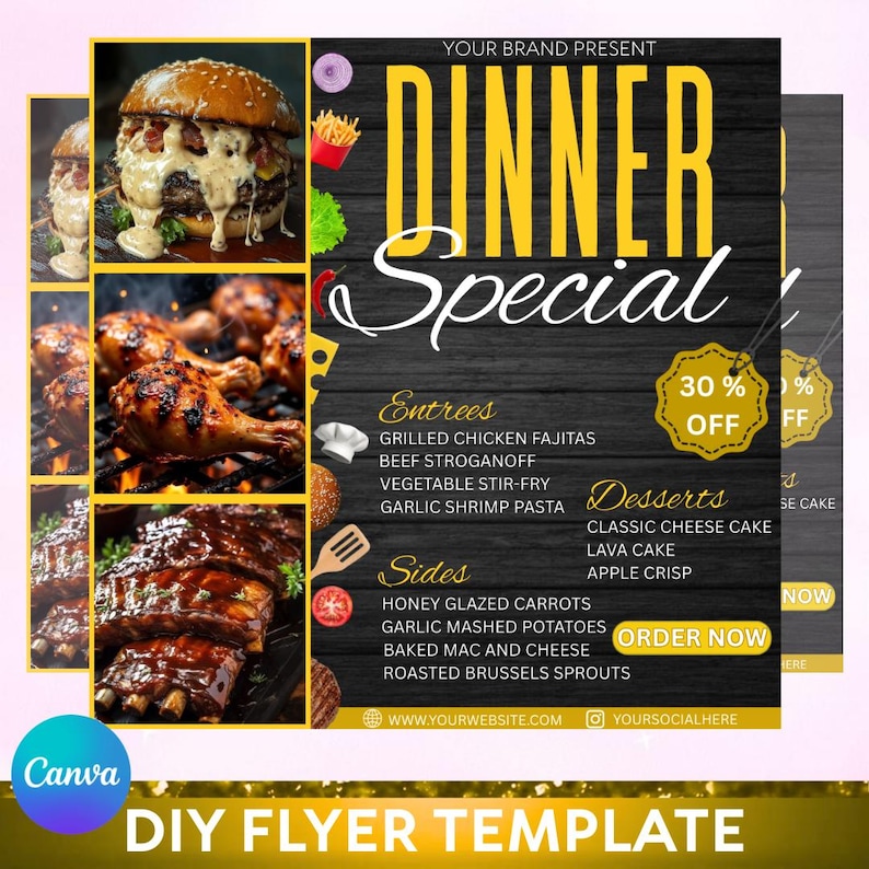 Dinner Specials Flyer, Dinner Sale Flyer, Restaurant Flyer, Dinner ...