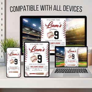 Baseball Birthday Party Invitation, Sports Birthday Invitation, Baseball Invitations, Baseball Theme, Birthday Invite, Editable in Canva