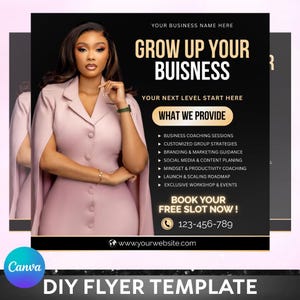 Business Coach Flyer, Consultation Flyer, Editable Canva Entrepreneur Flyer, DIY Business Coaching Flyer Template, Coaching, Canva editable
