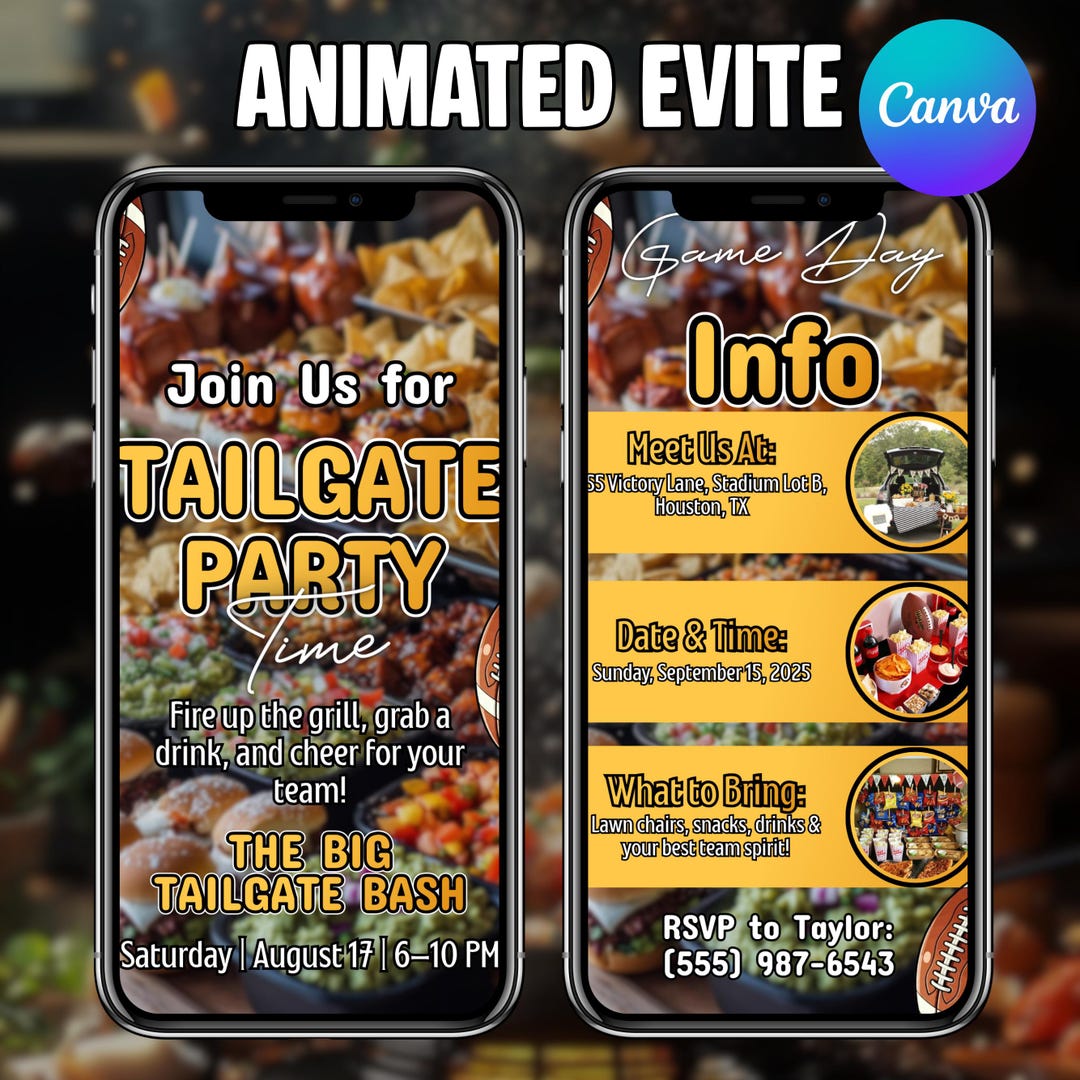 Tailgate Party Video Invitation, Football Game Day Evite, Animated BBQ ...