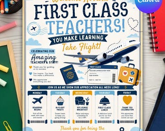 Travel Theme Teacher Appreciation Week, World Travel International Theme Teachers & Staff Event Poster, Canva Editable, Printable