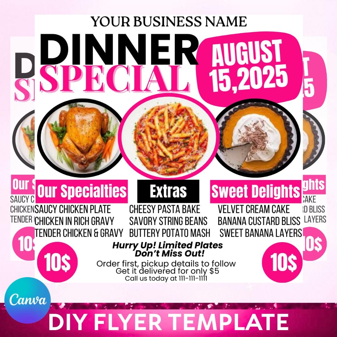 Dinner Special Flyer, Sunday Specials Flyer, Restaurant Menu Flyer ...