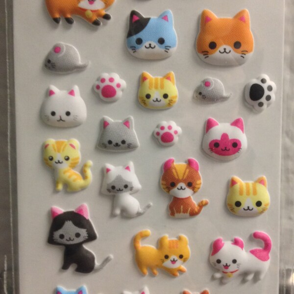 Puffy 3D Kawaii Cat Stickers - cute & tiny
