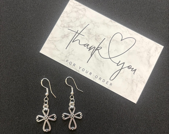 flower cross earrings