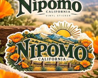 Nipomo California Vinyl Sticker, Central Coast Town Decal