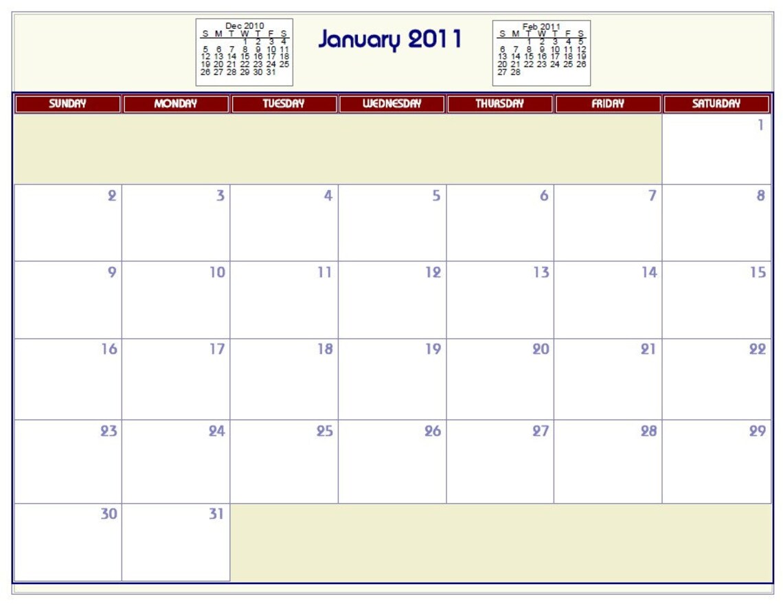 Printable PDF Wall Calendar Letter Size Monthly Plain 2020 - Etsy Canada