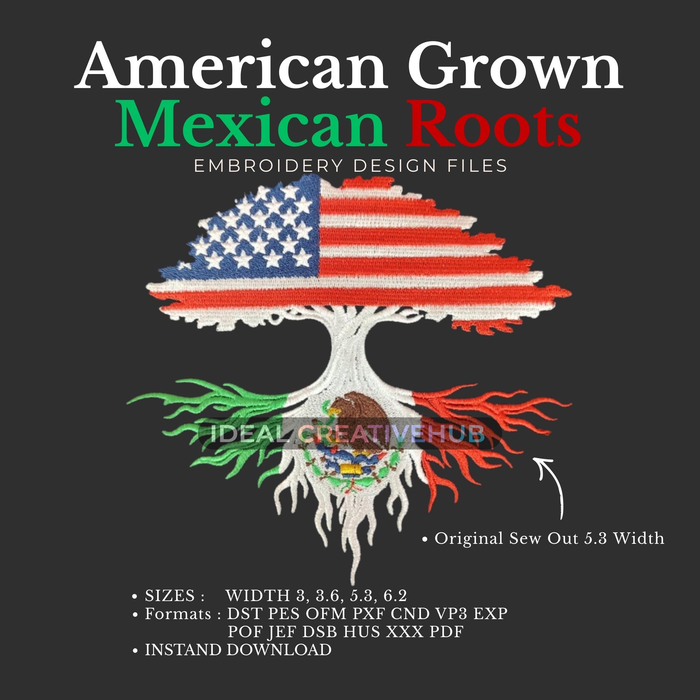 American Grown Mexican Roots Embroidery Design (digital Download) - Etsy