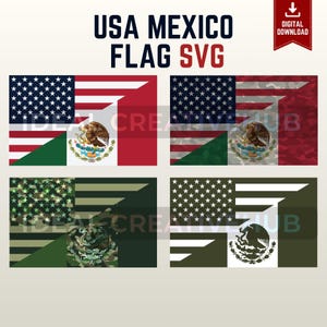 Mexican American Flag SVG Bundle, USA Mexico Camo, Heritage Design (Digital Download)