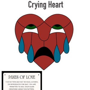 DIGITAL DOWNLOAD pattern / Crying Heart Stained Glass Pattern