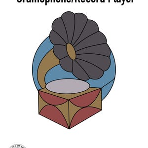 DIGITAL DOWNLOAD pattern / Gramophone Stained Glass Pattern / Music / Records