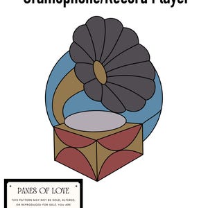 DIGITAL DOWNLOAD pattern / Gramophone Stained Glass Pattern / Music / Records