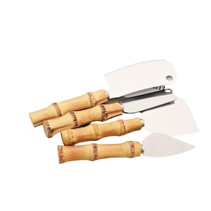 4/6/7pc Bamboo-Style Cheese Knife Set – Stainless Steel Slicer, Butter & Bread Knives, Mini Veg Knife – Rustic Kitchen Gift for Parties