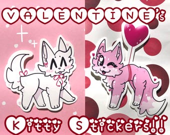 Valentine's Day KITTY STICKERS! 2 Cat stickers that are full of love!