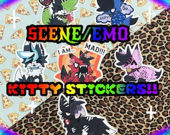 Scene Emo KITTY STICKERS! Nostalgic Y2K 2000’s/2010’s YouTube style vinyl matte Cat Stickers!