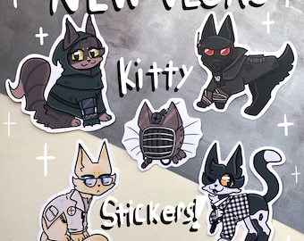 Adesivi in vinile opaco ispirati a Fallout New Vegas! Set di 5 adesivi a forma di gatto!