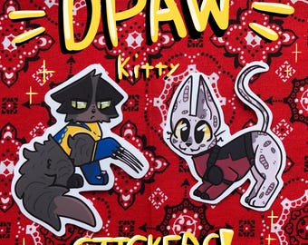 Deadpool and Wolverine inspired KITTY STICKERS! 2 Piece set of Vinyl Matte Poolverine Cat stickers!