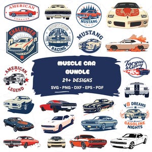 Muscle Cars Svg Bundle, Classic Vehicles Clipart, Retro Car Sublimation Designs, Vintage Car Digital Download, Commercial use, Cricut, PNG