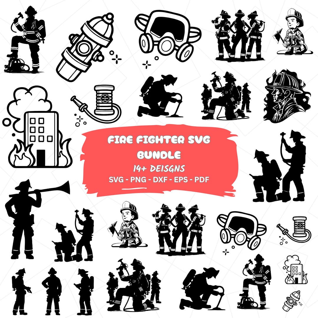 Firefighting Svg Fire Fighter SVG Bundle, Fireman SVG, Fire Department Clipart, Fire ...