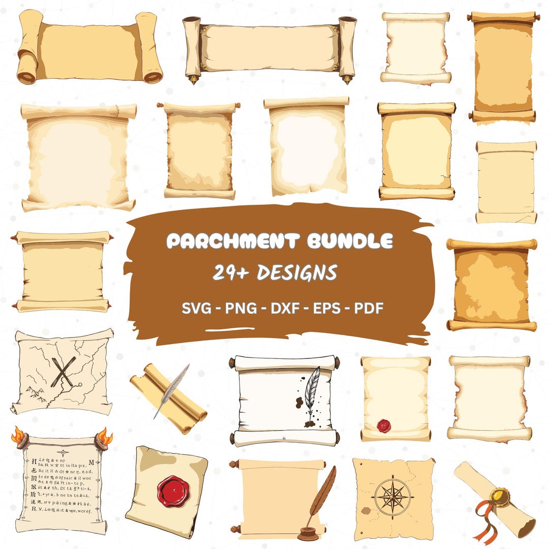 Parchment SVG Bundle Parchment Clipart Paper Scroll SVG PNG Cut Files ...