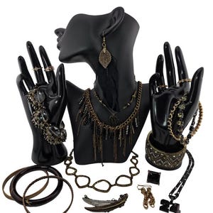 Unique Gold Tone Jewelry Lot – 50+ Pieces  Statement Necklaces, Bracelets, Rings, Paired Earrings! Great for Resale or Personal Collection!