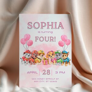 Editable Puppy Party Invitation: Watercolor Pups, Heroic Theme (Digital Download, 5x7&quot; Template)