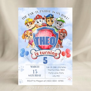 Editable Paw Patrol Birthday Invitation: Heroic Pups Party (Digital Download, 5x7&quot; Canva Template)
