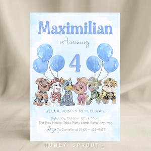 Editable Paw Patrol Birthday Invitation: Heroic Pups Party (Digital Download, 5x7&quot; Canva Template)
