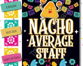Letrero de la barra de nachos para el personal / Plantilla editable de Canva