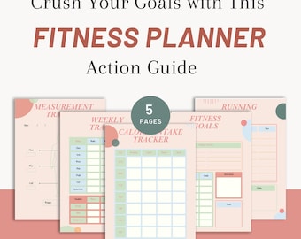 Printable Fitness Planner | Workout Tracker | Meal & Wellness Journal | Weight Loss and Self-Care Digital Planner | Gym Health Log