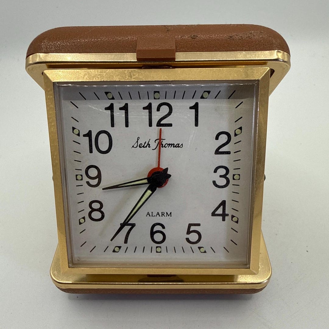 Vintage Seth Thomas Travel Alarm Clock Mid Century Brown and Gold, Wind ...