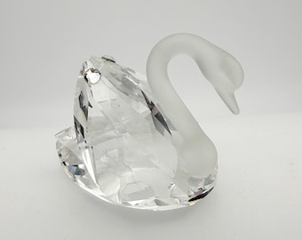 Crystal Swan Figurine | Frosted Neck Glass Bird Decor