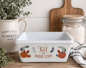 Fall Is My Favorite Color Ceramic Loaf Pan Royal Norfolk Pumpkin Baking Dish Farmhouse Kitchen Decor Autumn Bakeware