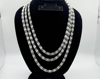 Vintage Monet Silver-Tone Chain Necklace 27” – Classic Layering Jewelry Statement Link Chain