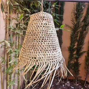 Boho raffia pendant light – Moroccan handmade lamp