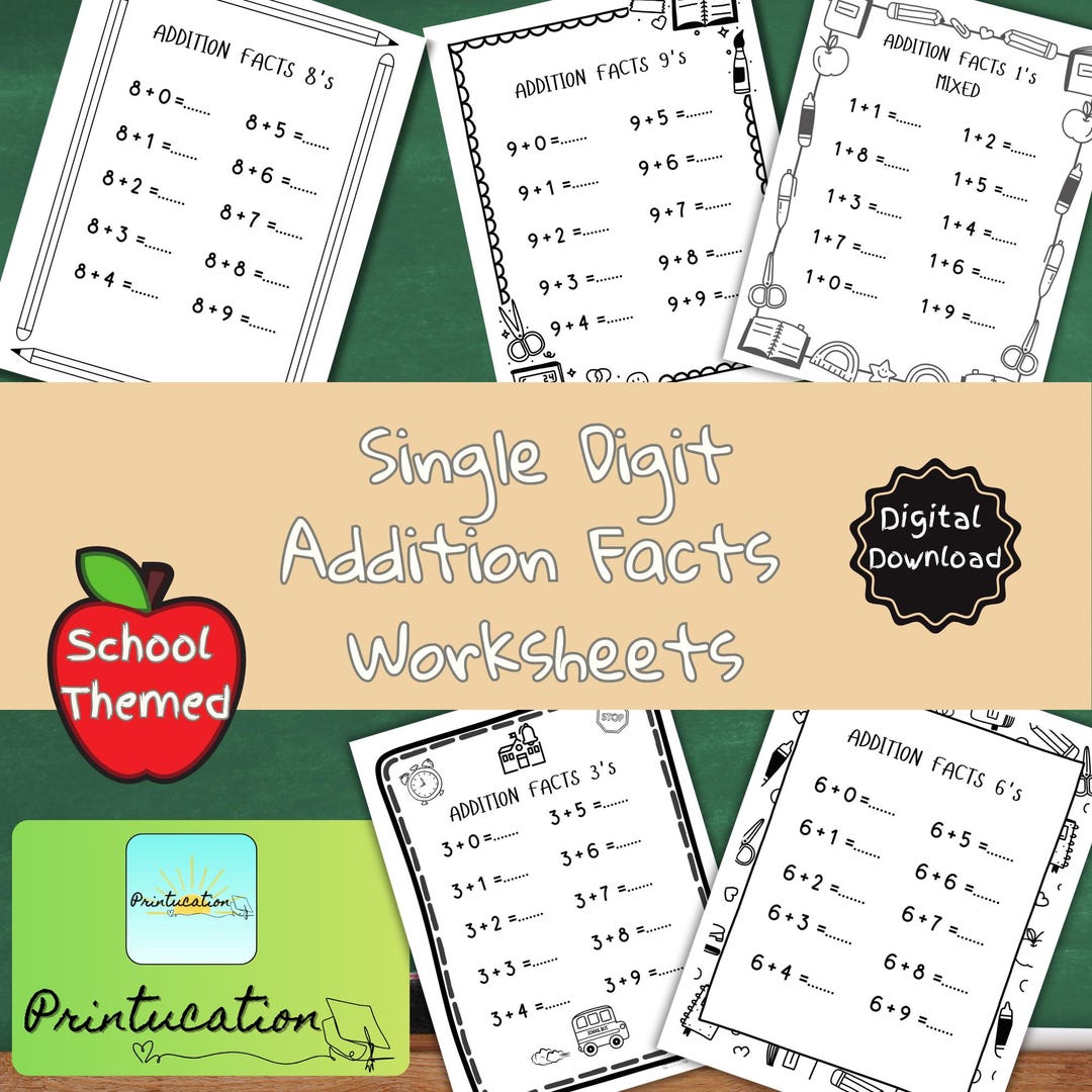 Single Digits Math Addition Lesson Plan School Addition Coloring Pages: Single Digit Math Worksheets (digital ...