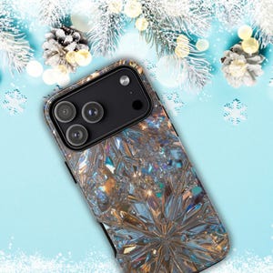 3D iPhone Case Snow Flake Design: Winter Ice Crystals, iPhone 16 and 17 Casing
