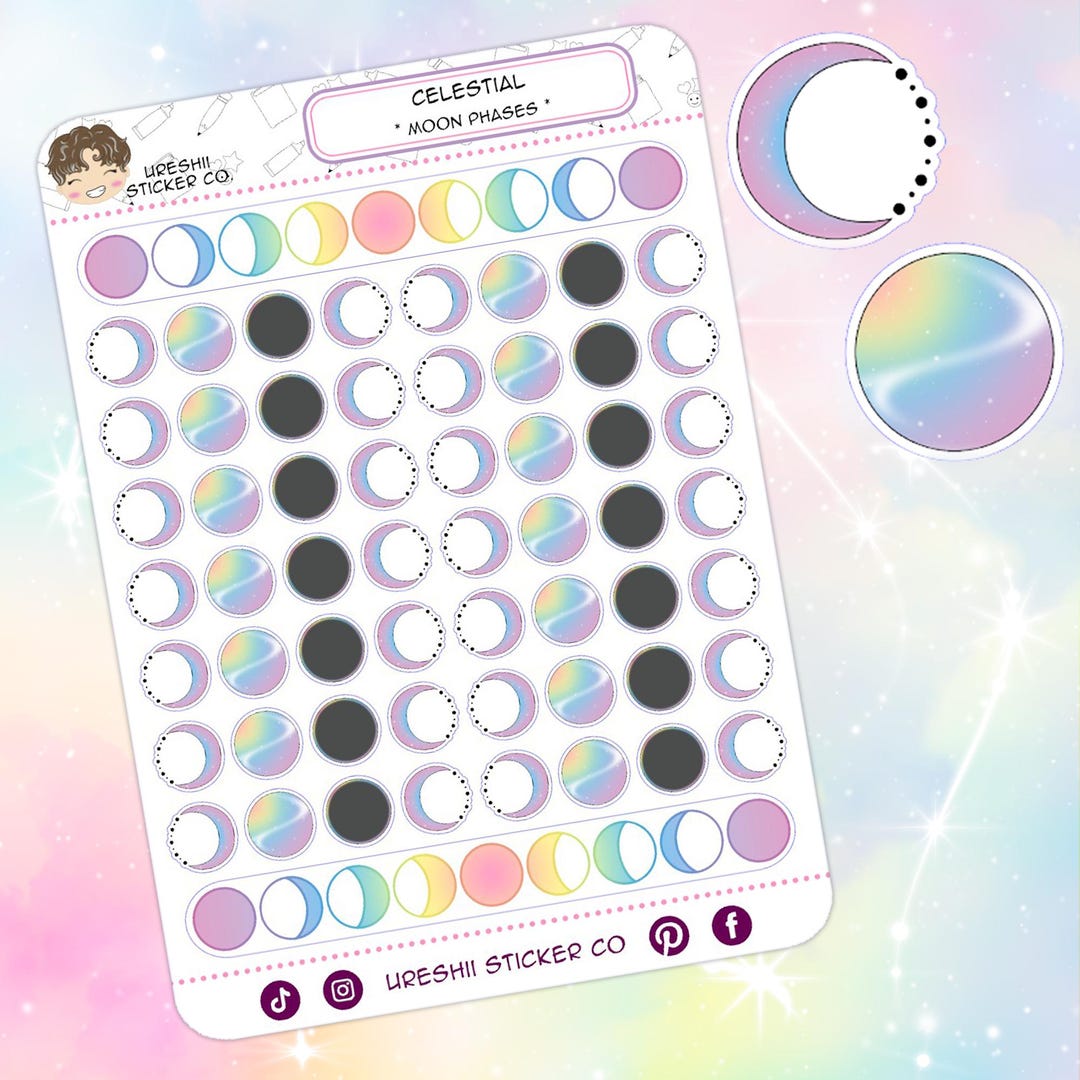 Moon Phase Tracker - Lunar Cycle Stickers for Planner - Etsy