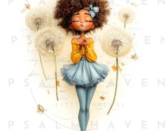 Dandelion Girl Clipart Bundle: Faith-Inspired PNG Illustrations (Digital Download)