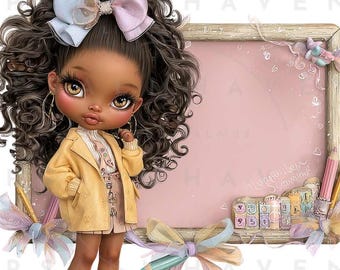 Black Girls Clipart Bundle: Back to School PNGs, Commercial Use (PDF)