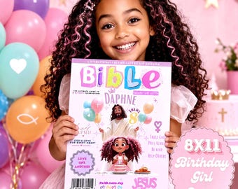 Personalized Bible Magazine Cover | Christian Birthday Favor, Keepsake (8x11'')